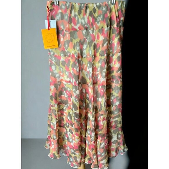 Chic Boho Womens Petite Multicolor Floral Lined A Line Skirt Ruby Rd NEW 10P - Picture 7 of 7